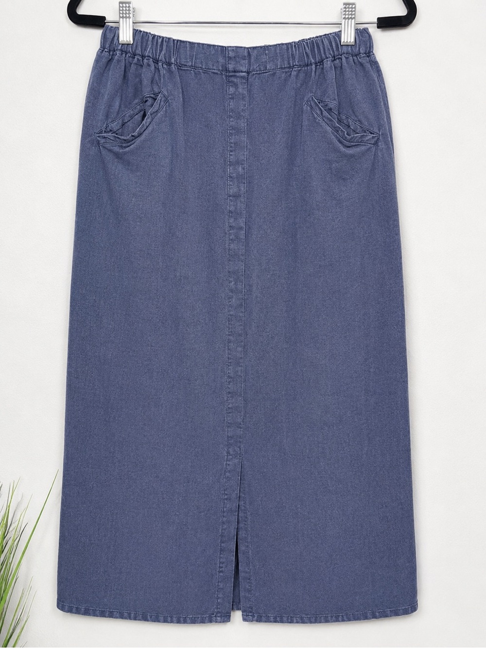 FLAX Jeanne Engelhart 100% Linen Blue Midi Skirt Medium